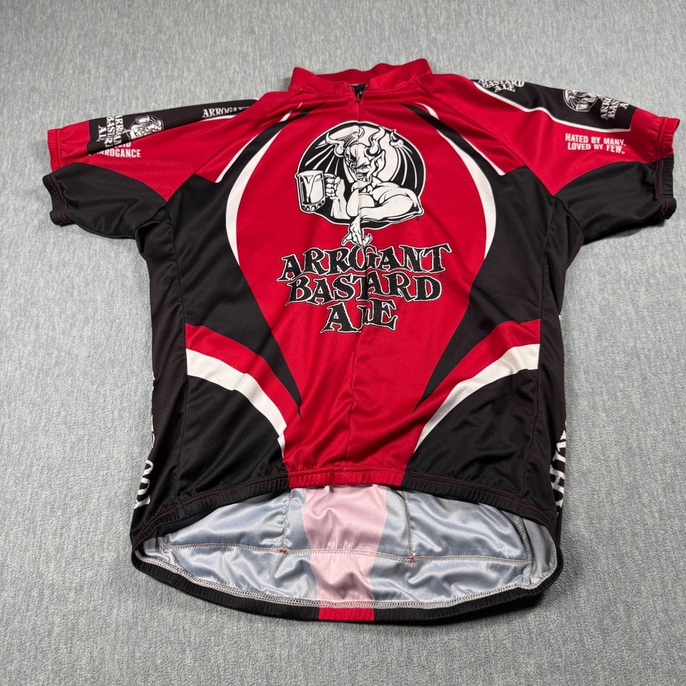 Canari Cycling Jersey Mens XL Red Black Arrogant Bastard Ale Beer Full Zip Bike